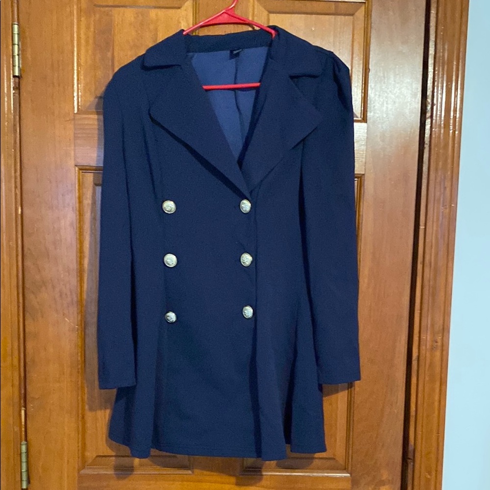 SHEIN Navy Blue Double-Breasted Blazer Dress